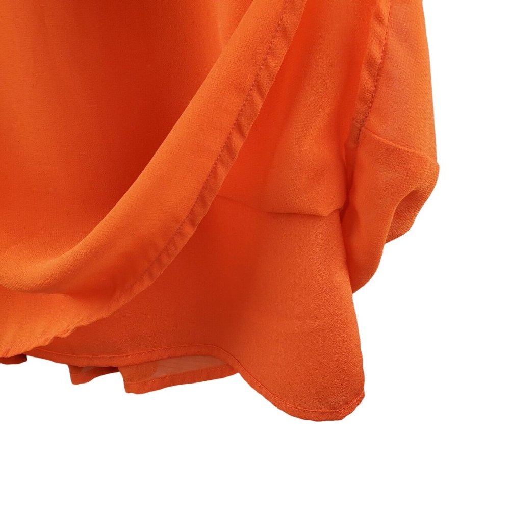 Pearle 88 Orange Pleated Mini Scoopback Mini Dress PR1023 USA Sz S NWT - Picture 4 of 5